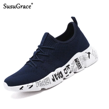 

SusuGrace Men Sneakers 2020 New Breathable Lace Up Men Mesh Shoes Fashion Casual Non-slip Men Vulcanize Shoes Tenis Masculino