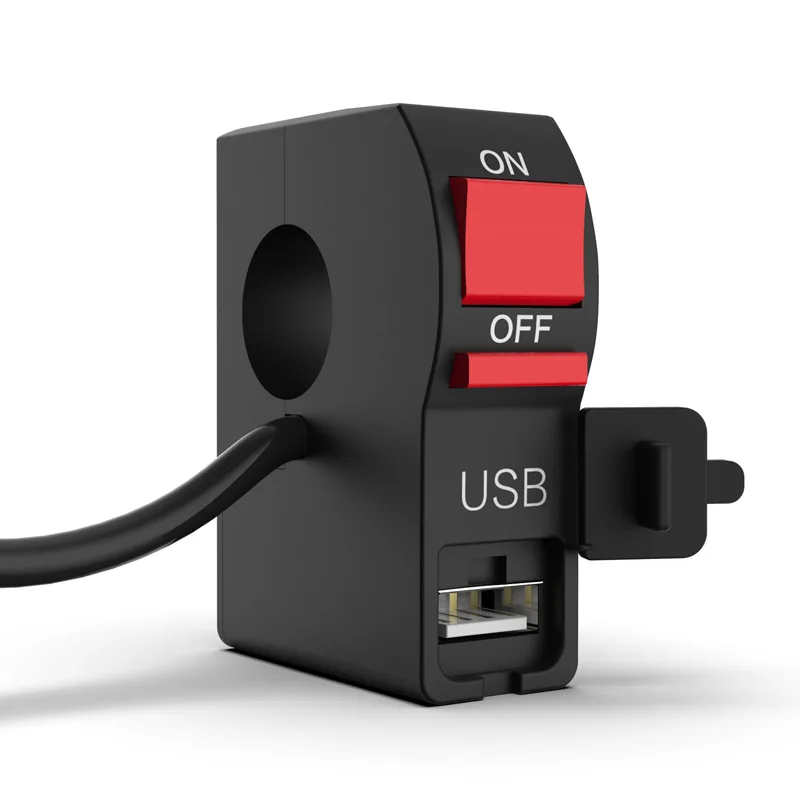 

Motorcycle 7/8" 22mm Handlebar Headlight Power Switch with 5V 2A USB Charger