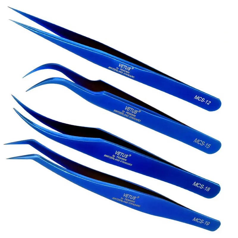 

Vetus MCS Series Blue Beauty Makeup Tweezers Fantasy Bright Premium Ultra Fine Tip Eyebrow Tweezers for Eyelashes Extension