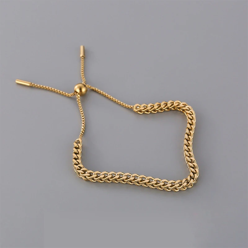 Stainless Steel Bracelet MEYRROYU Gold Color Draw String Trendy Simple For Women Men New Fashion Party Jewelry