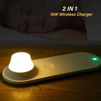 

Wireless Charger For iPhone X XS MAX XR 8 Apple Watch 4 3 2 Fast Wireless Charging Pad with LED Night Light for Samsung S10 S9