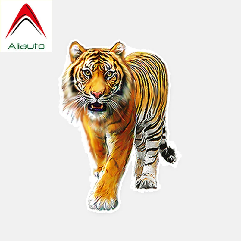 Aliauto Personalized Caution Car Sticker Animal Tiger PVC Waterproof Sunscreen Reflective Decal Decoration Graphical,10cm*15cm car number plate