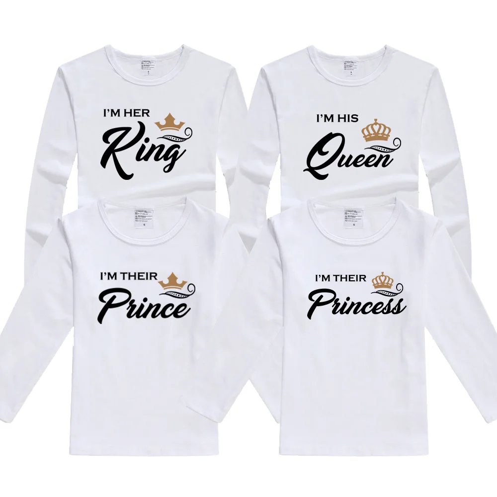 White Long Sleeve LYTLM, король, королева, принц, принцесса, Детские аксессуары, одежда «Мама и я» футболка для мальчиков зимние топы с длинными рукавами для маленьких девочек - Цвет: White Long Sleeve