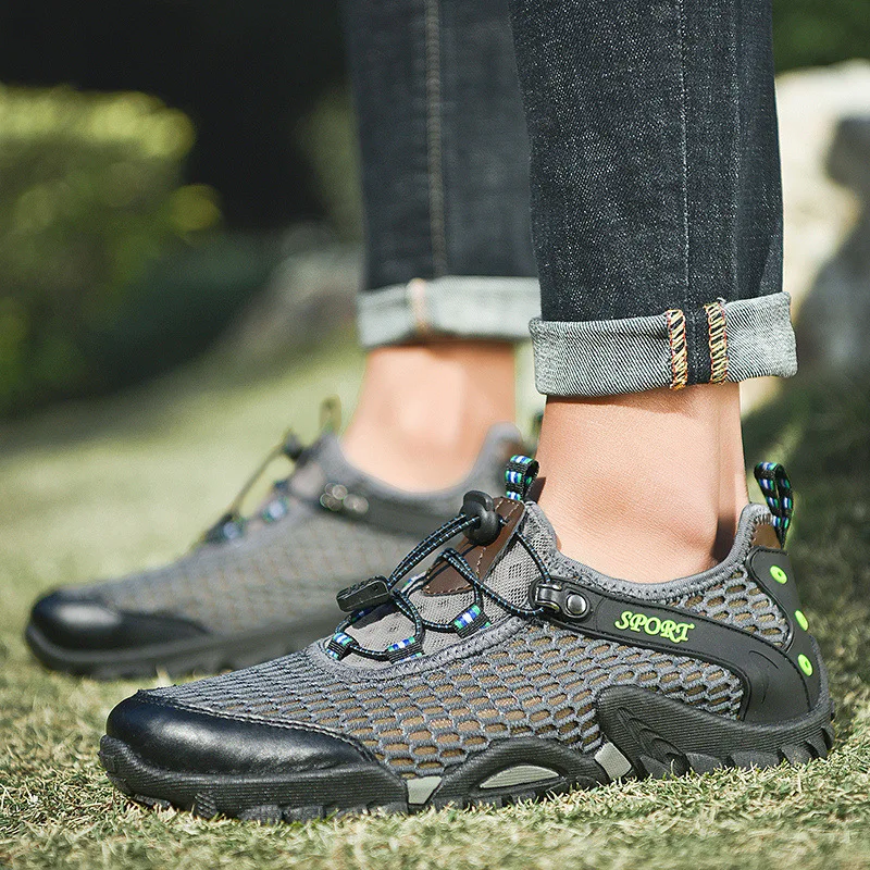 

Summer Mesh Breathable Outdoor Mountain Climbing Large Mesh Single Mesh Upstream Shoes Anti-slip Wear-Resistant Wading Large Siz