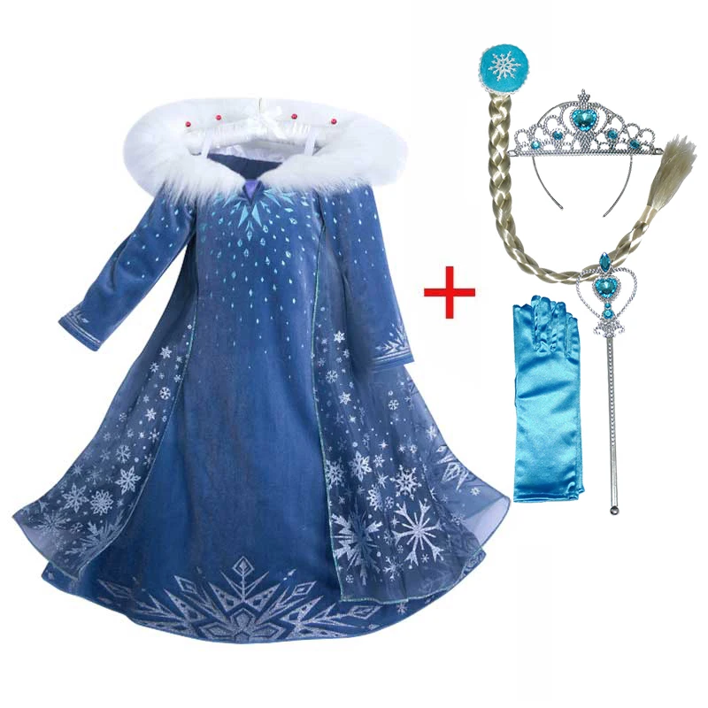 New Elsa Dress For Girls Princess Baby Girl Christmas Cosplay Costume Dress Set Anna Birthday Party Snow Queen Elza Kids Vestido - Цвет: Белый