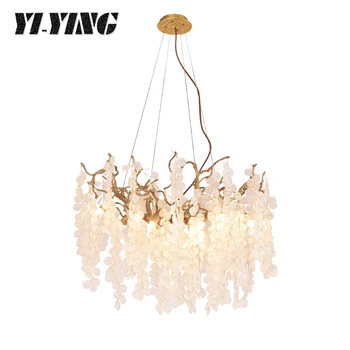 

New YI-YING Organic lighting European Luxury elegant gold color modern pendant crystal light fitting copper Bedroom chandelier