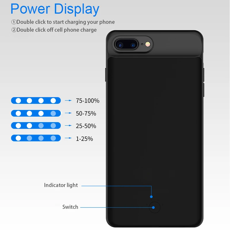2500 мАч/5000 мАч чехол для зарядного устройства для iPhone 6 6S 7 8 3700 мАч/7000 мАч Внешний внешний аккумулятор чехол для зарядки для 6 6S 7 8 Plus