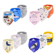 3 шт. детские нагрудники мальчик бандана для девушки нагрудник ткань с принтом животных треугольник хлопок Детский шарф еды воротник отрыжка Детские аксессуары