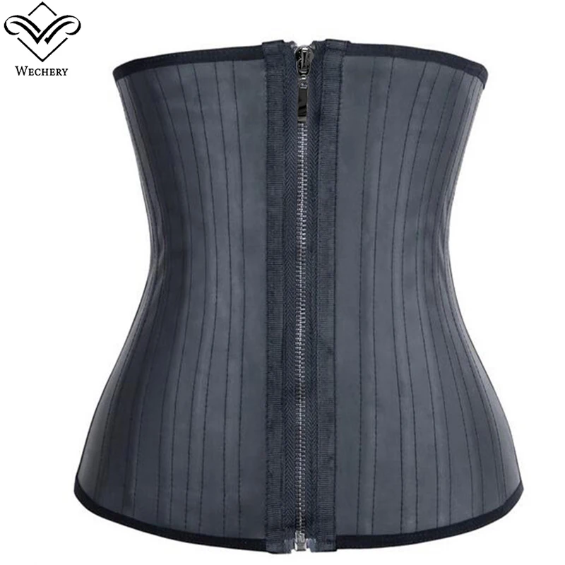 Wechery Modeling Strap Corset Latex Waist Trainer with Zipper Belly