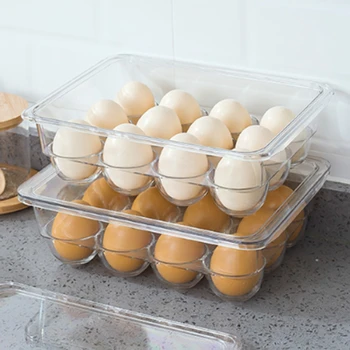 

2 Pcs 12-Grids Egg Tray Tray with Lid Refrigerator Storage Container Tray Egg Shelf Fresh Storage Box Plastic Shelf Tray