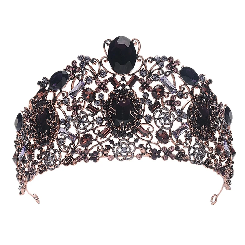 Свадебные аксессуары для волос винтажная Королевская корона красные стразы Корона в стиле барокко хрустальный свадебный головной убор