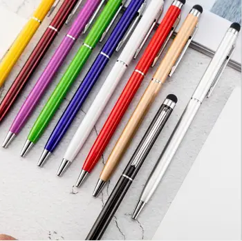 

Universal 100pcs/lot 2 In 1 Touch Screen Stylus Pen Ballpoint Pens For Writing Supplies