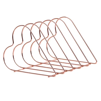

azine Holder File Sorter Metal 5 Slot Desk Organizer Rack for Document Folder Letter and Book Rose Gold Heart Shaped Bookshel