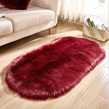 

Hot Sale High Quality Soft Faux Fur Oval Rug Chair Cover Artificial Sheepskin Wool Warm Hairy Carpet Seat Mats Rug Free Shipping