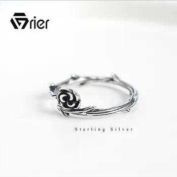 

Grier Korean S925 Sterling Silver Rose Rings for Women Exquisite CZ Adjustable Open Ring Silver 925 Jewelry
