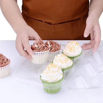 

15pcs Transparent 6 Compartments Storage Cupcake Container For Muffins Home Kitchen Trays Carrier Deep Cups Display Disposable
