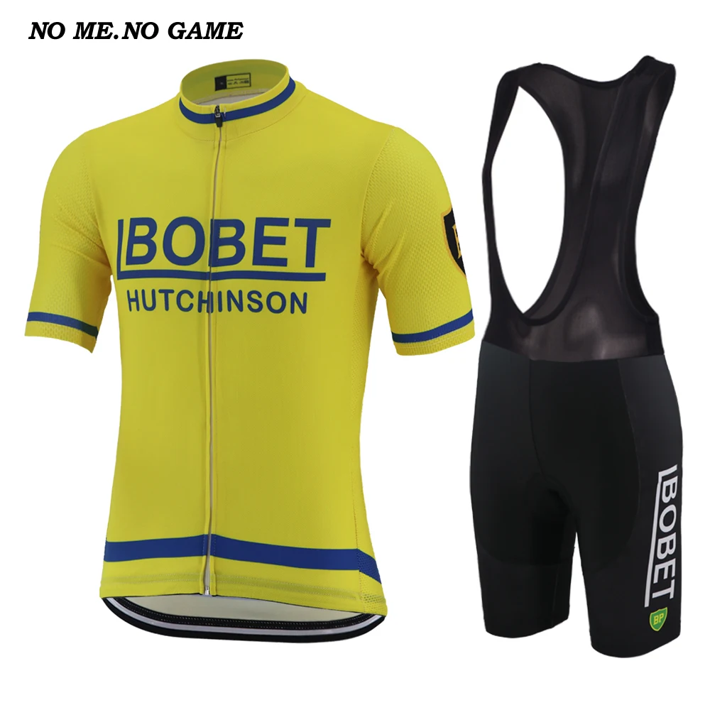 

Men summer retro cycling jersey yellow bike wear clothing mtb road pro team racing Breathable customizable wholesale