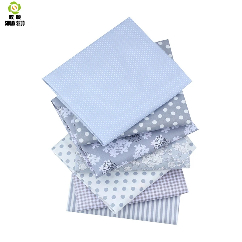 Lattices&Stripes Print Patchwork Fabric Fat Quarter Bundles Cotton Fabric For Sewing Doll Cloths 40*50cm 7pcs/lot