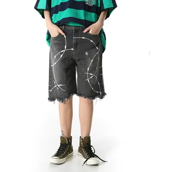 

Men Broken Hem Streetwear Casual Denim Shorts Male High Street Hip Hop Shorts Jeans Short Trousers