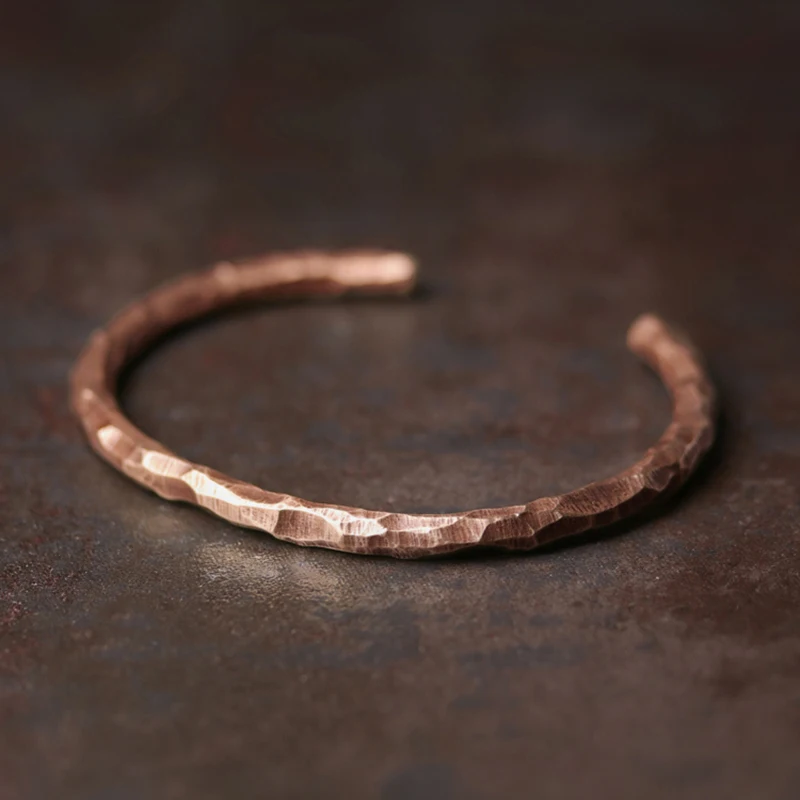 Metal Bracelet Jewelry Hammered Copper Bracelet Rustic Steampunk Retro Punk Handcuff Bangle Viking Handmade Bracelet