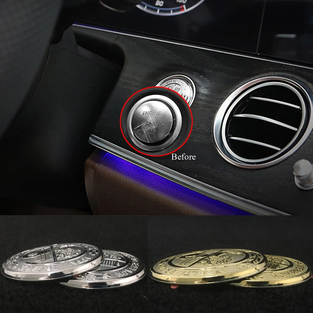 39 мм Кнопка запуска и остановки автомобиля стикер Для AMG Mercedes W212 W210 W202 W204 Apple Tree мультимедийная Кнопка стикер интерьерная наклейка s