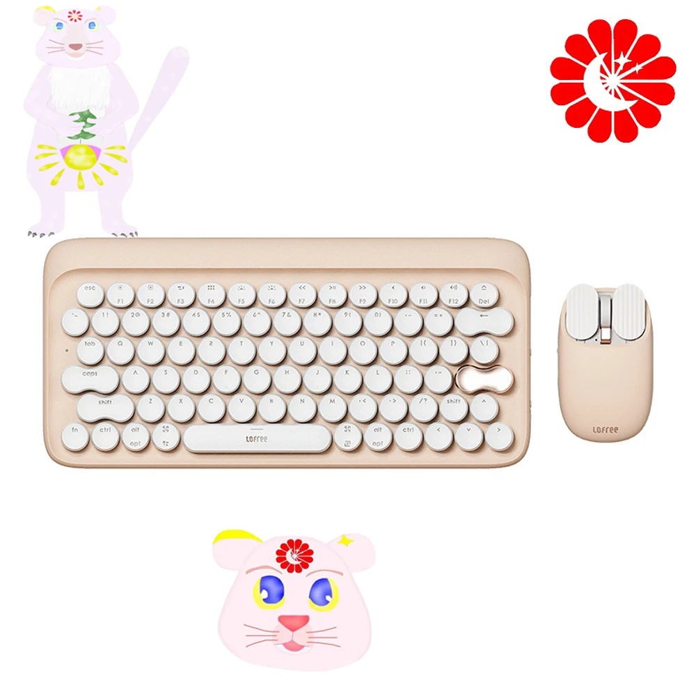 レトロドットかわいい女の子ワイヤレスbluetoothメカニカルキーボードとマウスセット携帯電話ipad Macノートpc Keyboard Mouse Combos Aliexpress