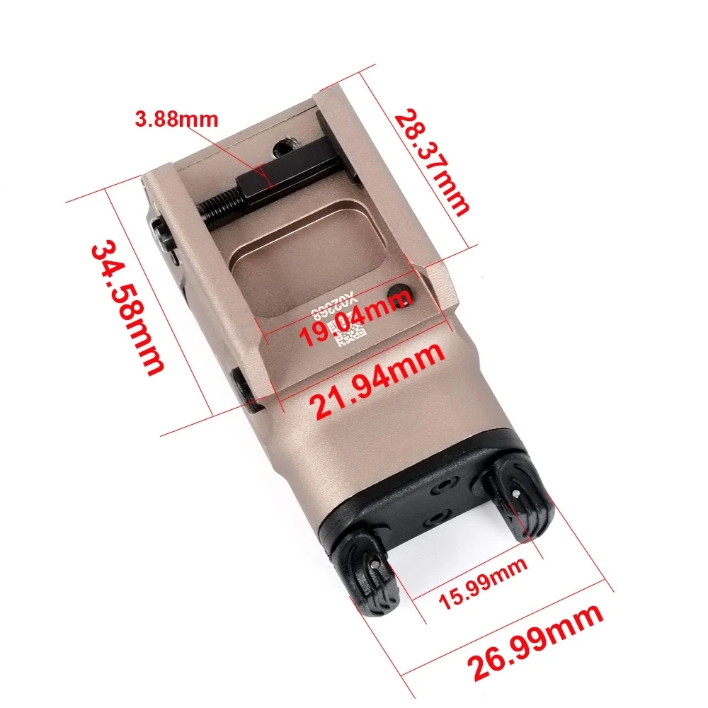 Tactical XC2 Compact Mini Glock Under Hanging Laser + Flashlight, Pistol Light, Red Spot Laser, LED Flashlight, Hunting Air Gun