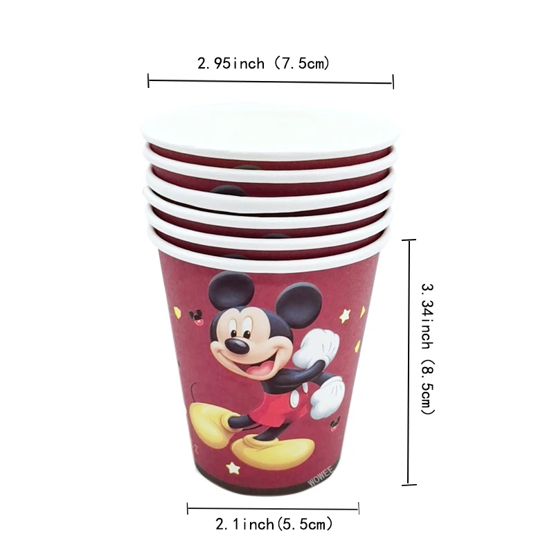 For 6 Kids Red Mickey Mouse Party Supplies Decorations Birthday Party Favors Cups Tablecloth Balloons Caketopper