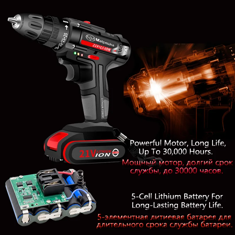 Beste Nieuwe 21V Hoogwaardige Elektrische Schroevendraaier Huishoudelijke Draadloze Elektrische Boor Handheld Oplaadbare Lithium Batterij Power Tools