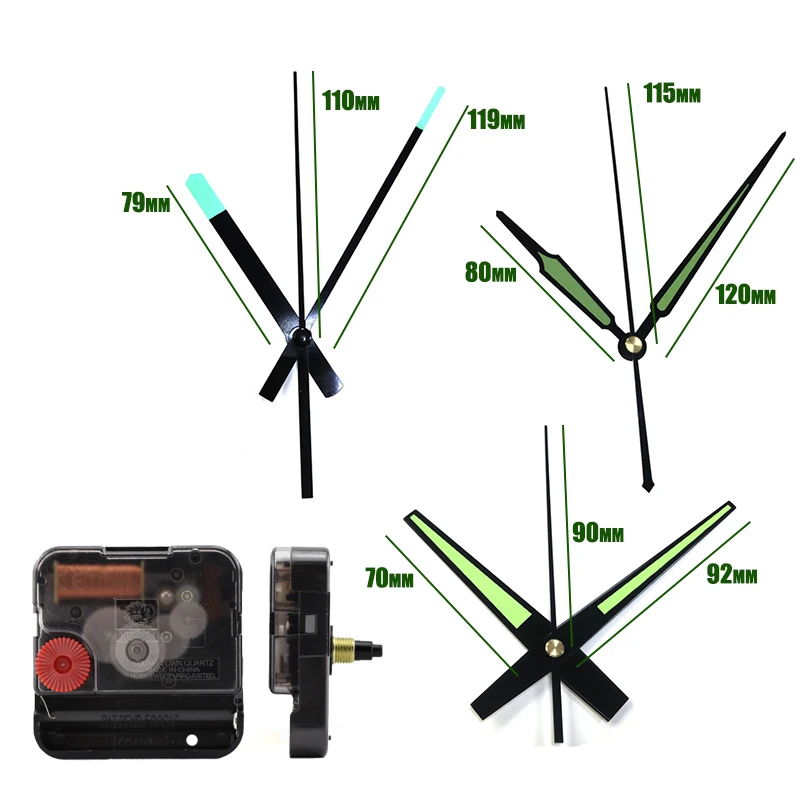 DIY Quartz 12888 Clock Movement with Luminous Fluorescent Green Hands
