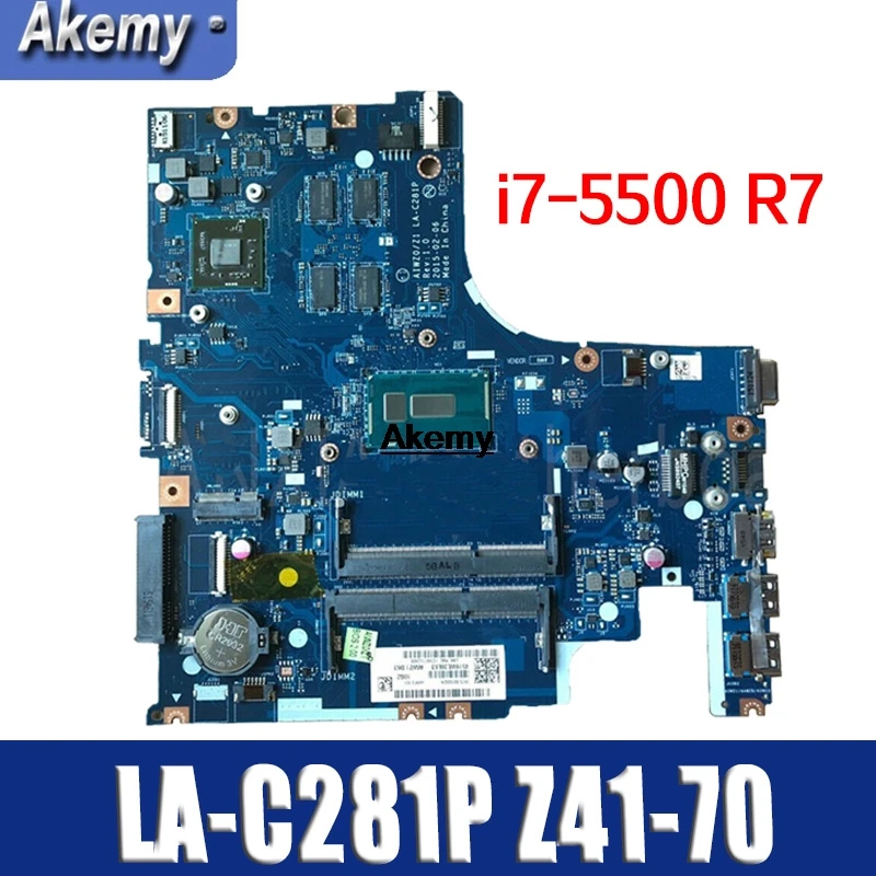 

AIWZ0/Z1 LA-C281P Laptop motherboard for Lenovo Z41-70 Test original mainboard I7-5500U R7-Video