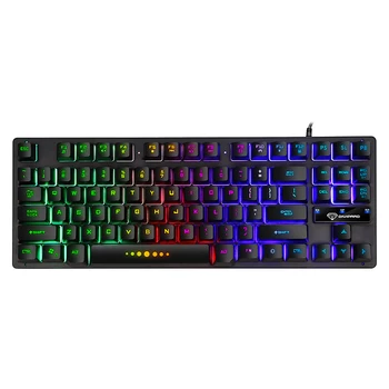 

Colorful Backlight Keyboard USB Wired Keyboard Gaming Keyboard 87 Keys Ergonomic Gaming Keyboard Black