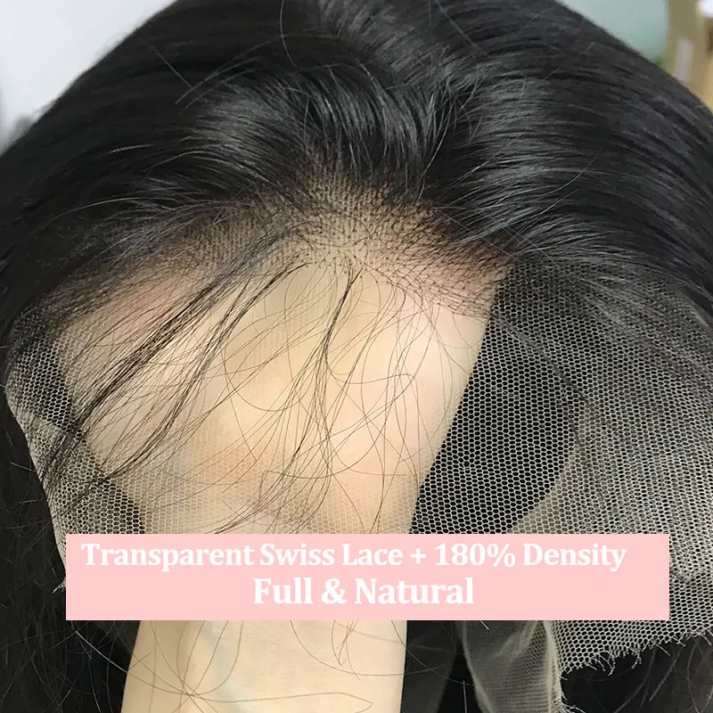 Швейцарский прозрачный 13x4 Синтетические волосы на кружеве парики для черные женские прямые 180% Плотность высокий коэффициент бразильский Реми человеческие волосы с детскими волосами - Цвет: Transparent lace13x6