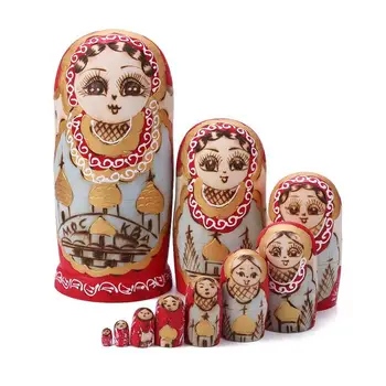 

5/10pcs Girl Owl Pattern Matryoshka Dolls Wooden Nesting Doll Set Traditional Crafts Toys Kids Gifts Home Decoration