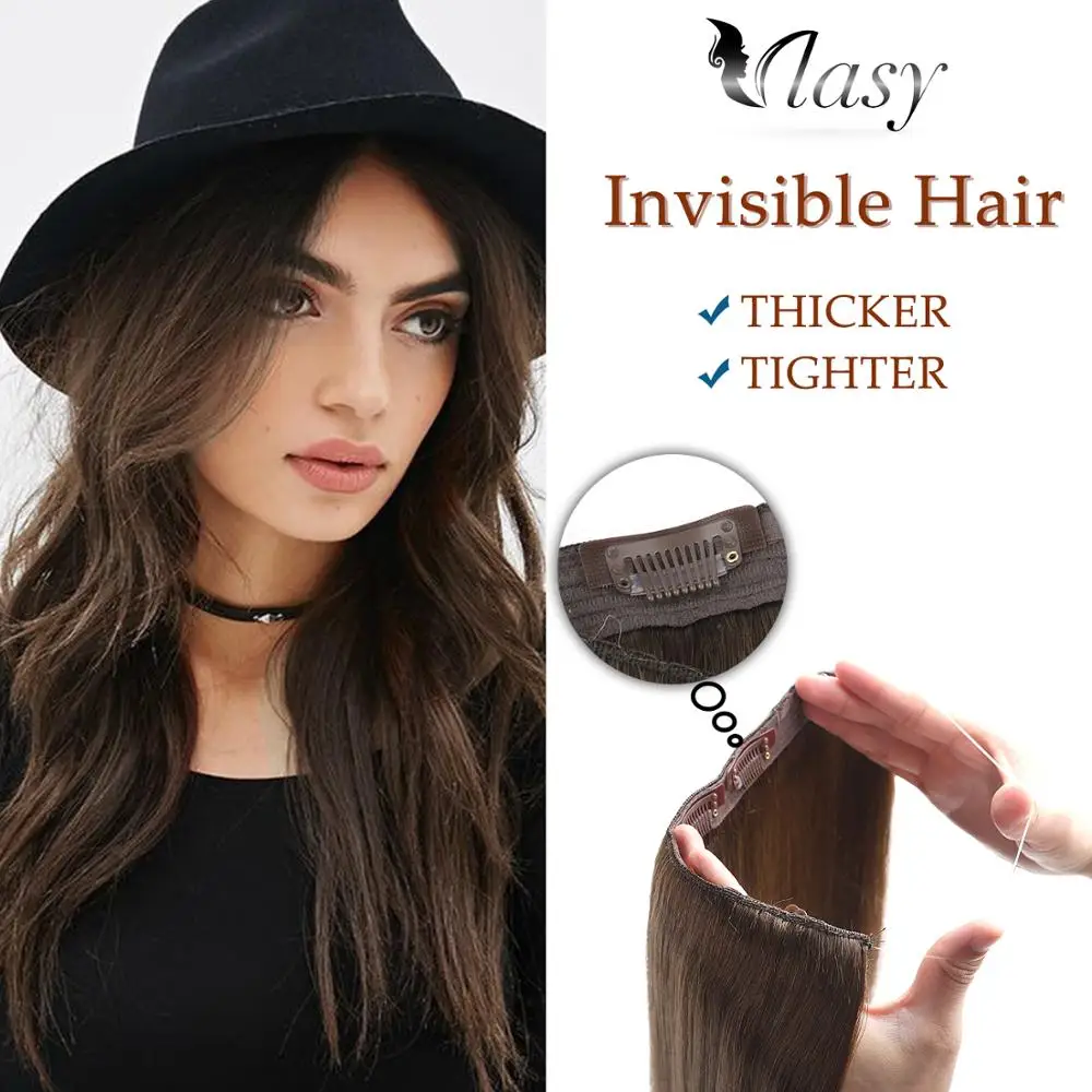 Vlasy 20'' 100g/pc Halo Hair Extensions Straight Remy Invisible Secret