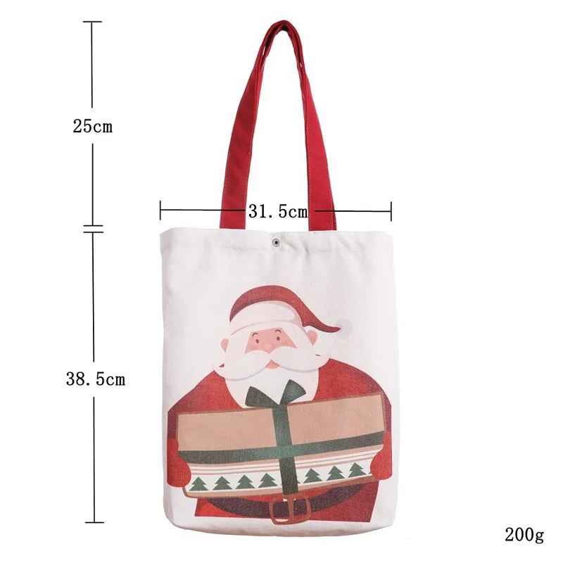 Christmas gift bag canvas printing old man 38.5X31.5X25CM large capacity gift luxury handbag New Year Christmas decoration