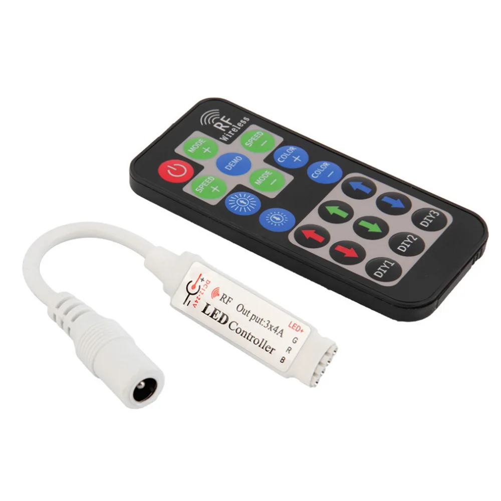 12 В 12 в 24 В 3X4A 19key мини rgb-контроллер с РЧ-пультом дистанционного управления светодиодный контроллер для светодиодной ленты 5050 3528