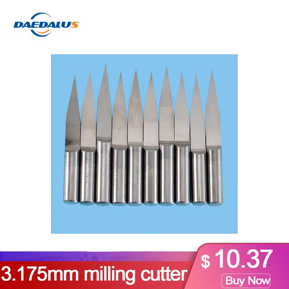 

3.175mm milling cutter shank 10pcs mill flat cutter milling machine For wood milling machines Engraver Router Bit Set