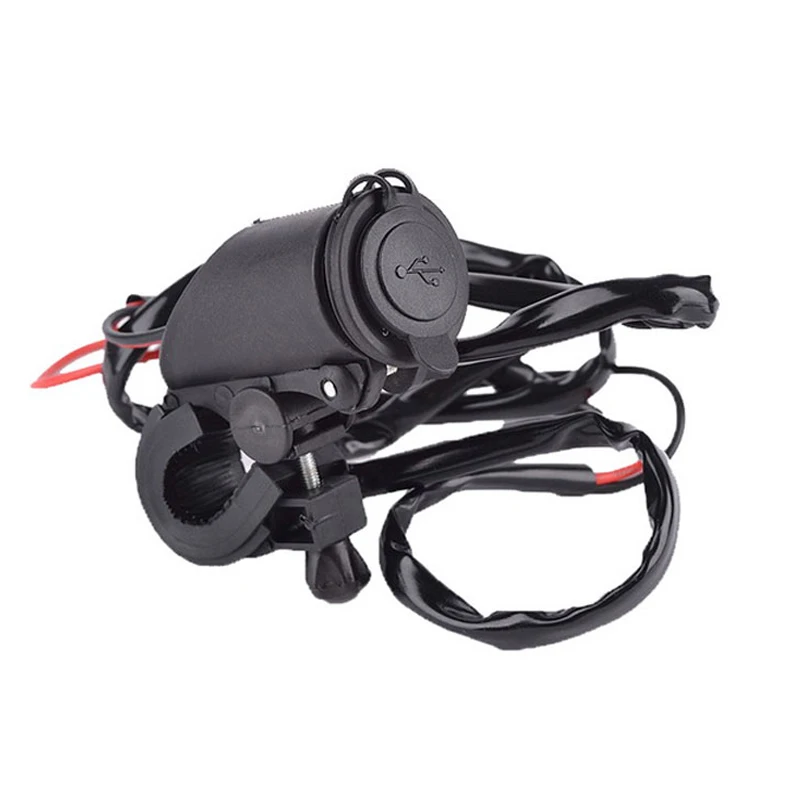 DIY 12~ 24V водонепроницаемый мотоцикл двойной USB зарядное устройство прикуриватель с 22-30 мм крепление на руль 1,5 м кабель