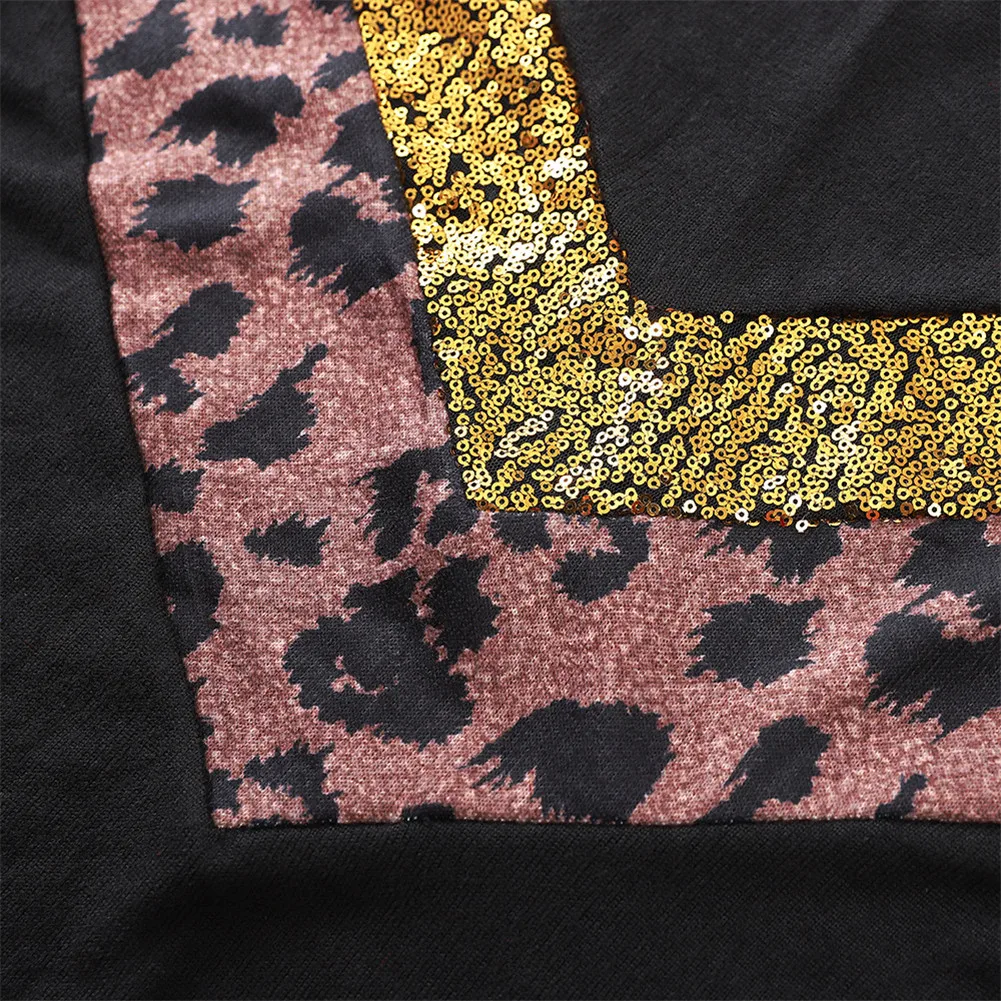 Осенние женские Леопардовый принт пэтчворк толстовки свитшоты с длинным рукавом свободный джемпер пуловер Топы повседневные зимние Утепленные Пальто