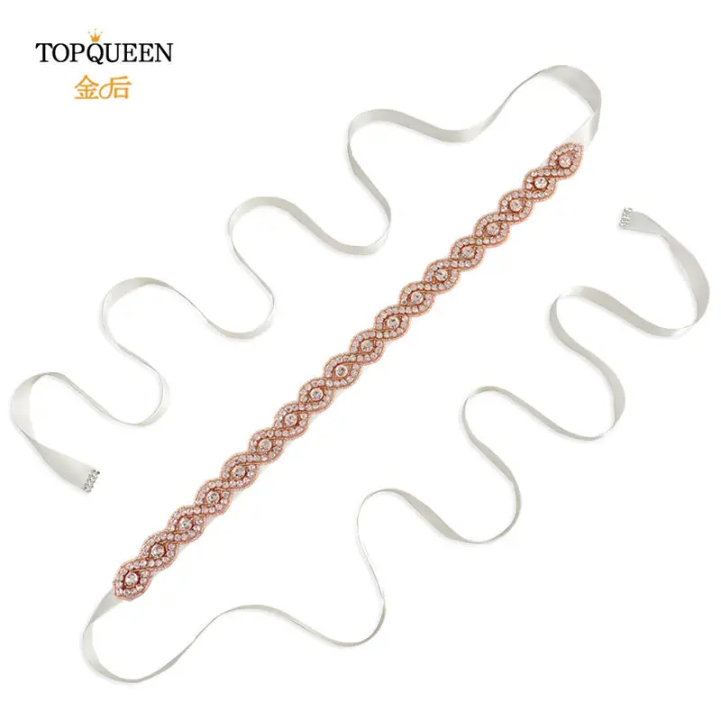 off-white TOPQUEEN, S28-RG, розовое золото, Свадебный ремень, размеры, Маленькие стразы, тонкий пояс с кристаллами и бисером, Свадебные ремни, женский пояс с бисером - Цвет: off-white