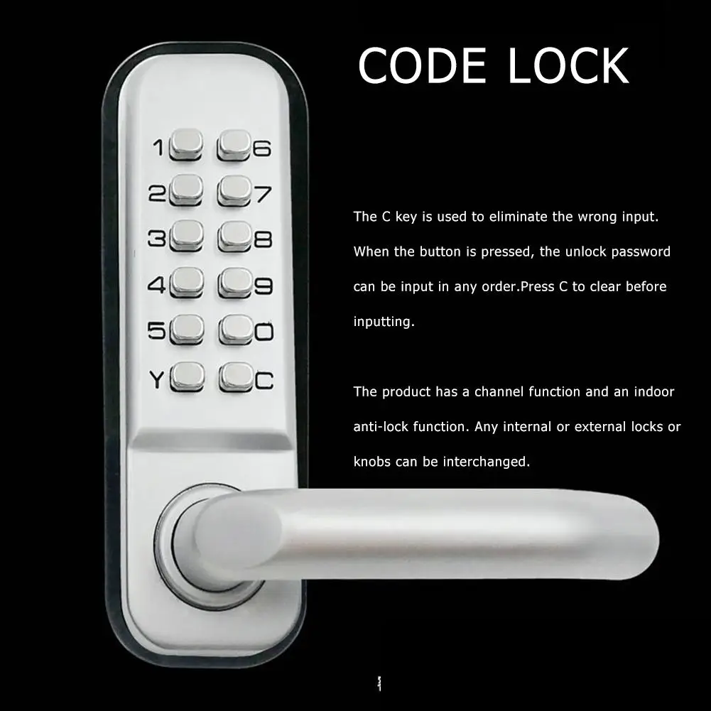 Mechanical Digital Push Button Door Lock Keyless Combination Code Lock 1 x Door Lock Front Panel 1 x 60mm Latch Manual Door Lock