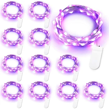 

Purple Fairy Lights, 12 Pack 20 LED Purple Halloween Lights, 6.56Ft Battery Halloween String Lights for Holiday Decor