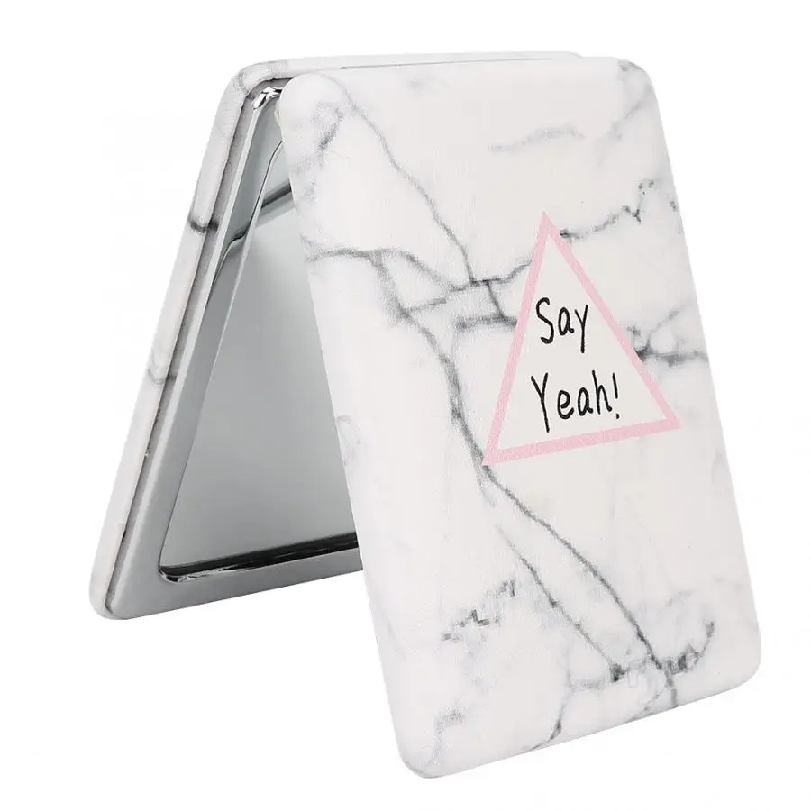 Marbling PU косметическое зеркало с кожаной отделкой портативный складной двухсторонний Макияж косметическое зеркало - Цвет: Черный