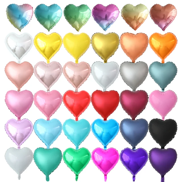 멀티 로즈 골드 하트 포일 풍선, 금속 헬륨 글로보, 웨딩 파티 장식, 소녀 생일 약혼 선물, 18 인치, 10 개