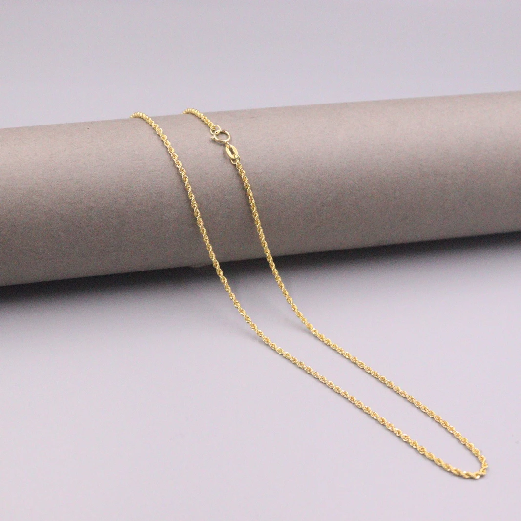 Solid 18K Yellow Gold Necklace Rope Chain 2mm 22'' inch Real 18kt Men Women Sale