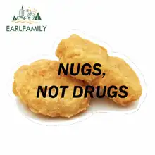 EARLFAMILY 13cm x 13cm for Nugs Not Drugs Chicken Funny Car Stickers VAN 3D DIY Fine Decal Windshield Bumper Windows Vinyl JDM