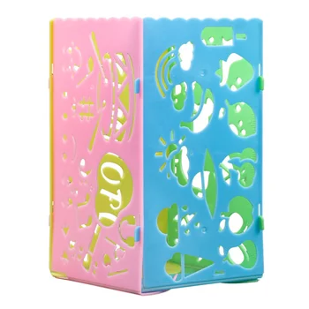 

4PC PP Color Painting Template Simple Kaleidoscope Pen Holder Storage Box Children Hand-painted Graffiti Template Ruler Set