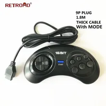 Игровой контроллер геймпад для 16 бит SEGA Genesis/SEGA MD MegaDrive ТВ игровая консоль 6 кнопок 9P штекер 1,8 м Толстый кабель с режимом