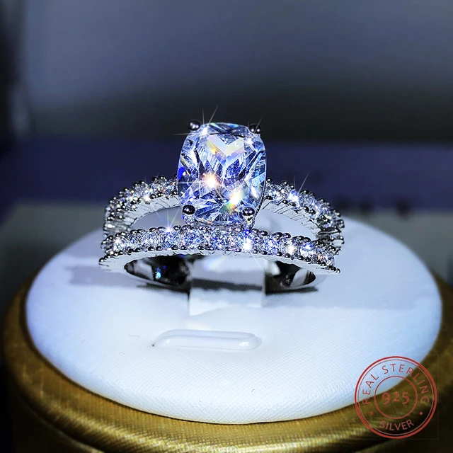 Lovely Vintage Diamond Wedding Ring Set 14K White Gold